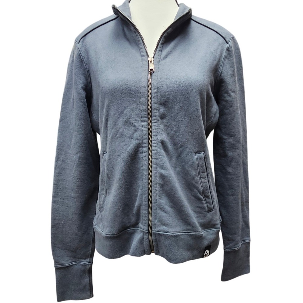 American Giant Womens Full Zip Sweatshirt Jacket Medium Blue USA Heavy Cotton